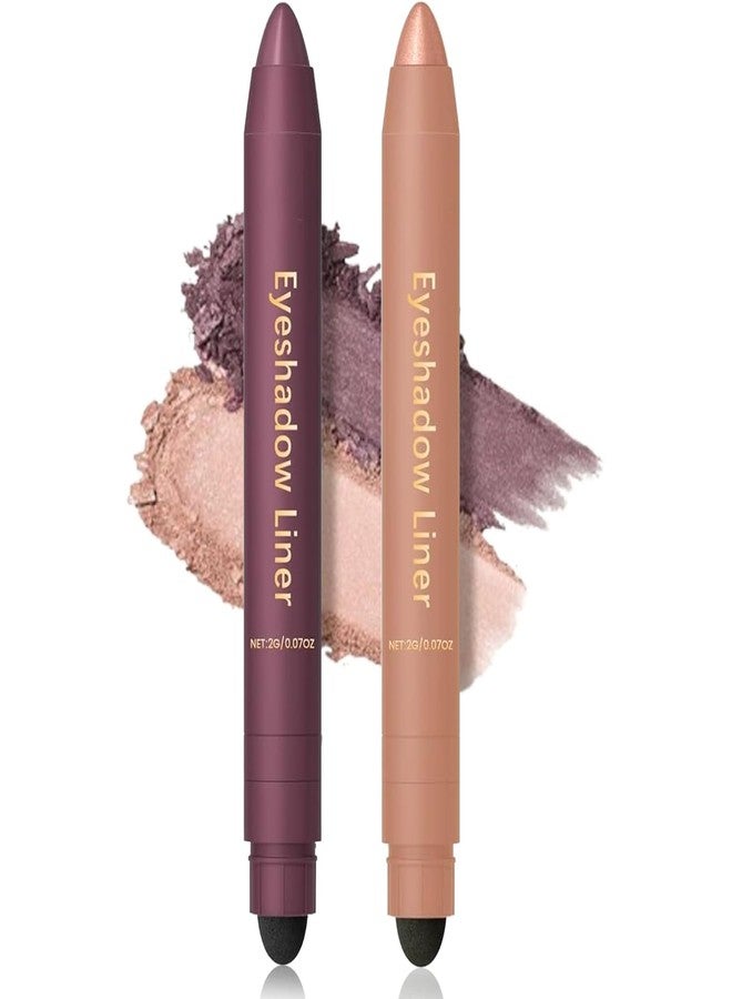 LINARTS Shadow Liner 2in 1 Eyeliner Eyeshadow, Shadow Liner Duo Plum, Eyeliner + Eyeshadow, Waterproof, Smooth, Long-Lasting & Smudge-Proof Wear,Easy to Color（Champagne+Purple） - Image 1